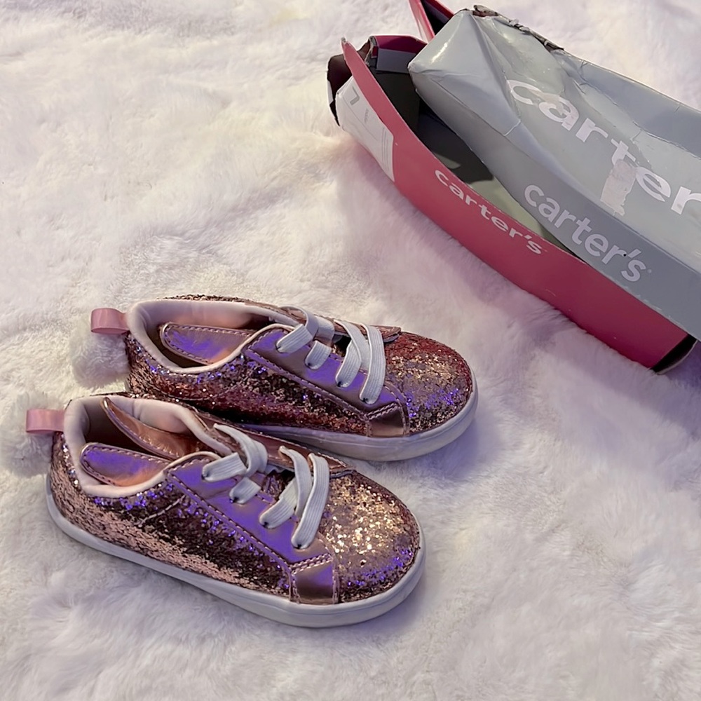 Carters sparkly pink baby girl bunny sneakers size 7